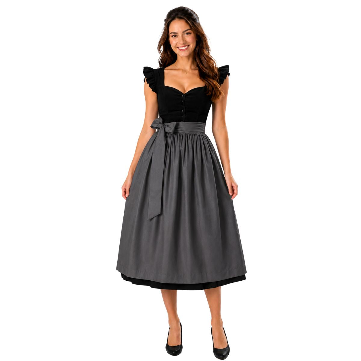 Black dirndl dress for Oktoberfest — authentic Bavarian style