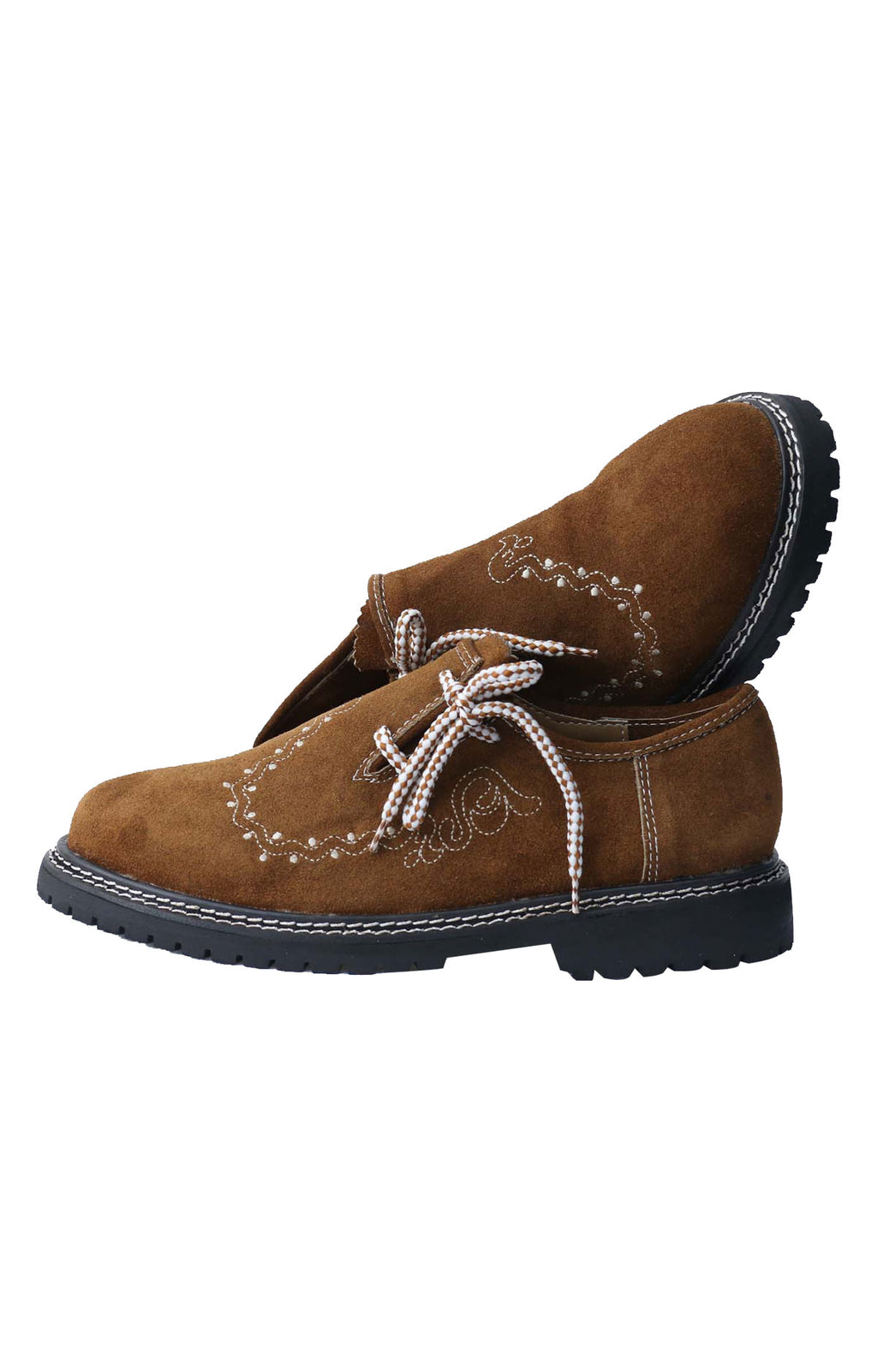 Men's Brown Suede Embroidered Lederhosen Shoes