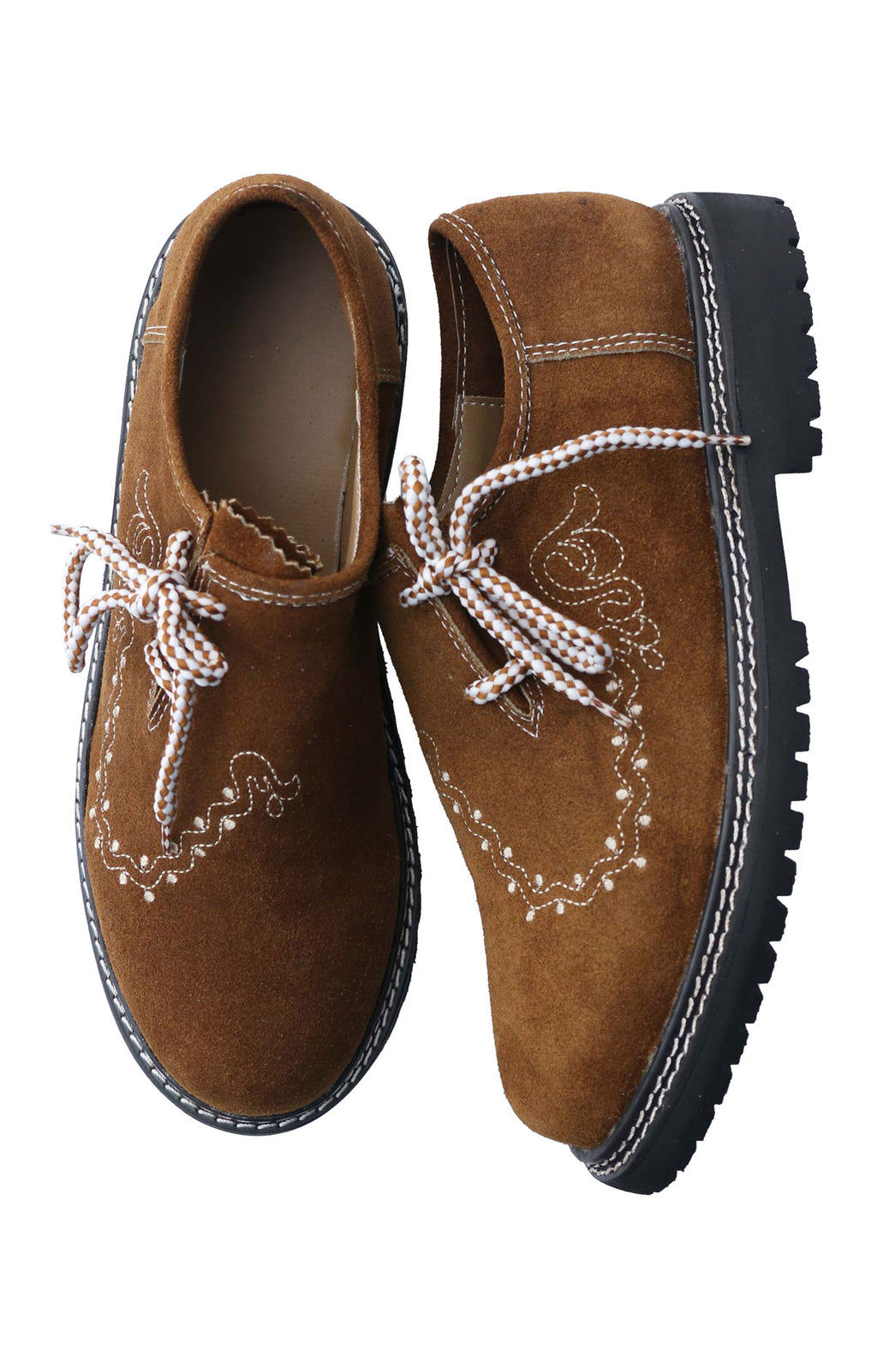 Men's Brown Suede Embroidered Lederhosen Shoes