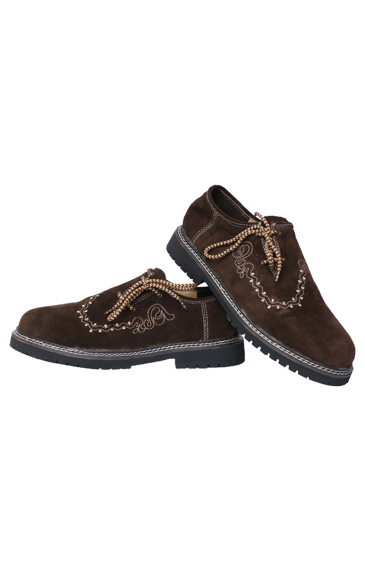 Men's Dark Brown Suede Embroidered Lederhosen Shoes