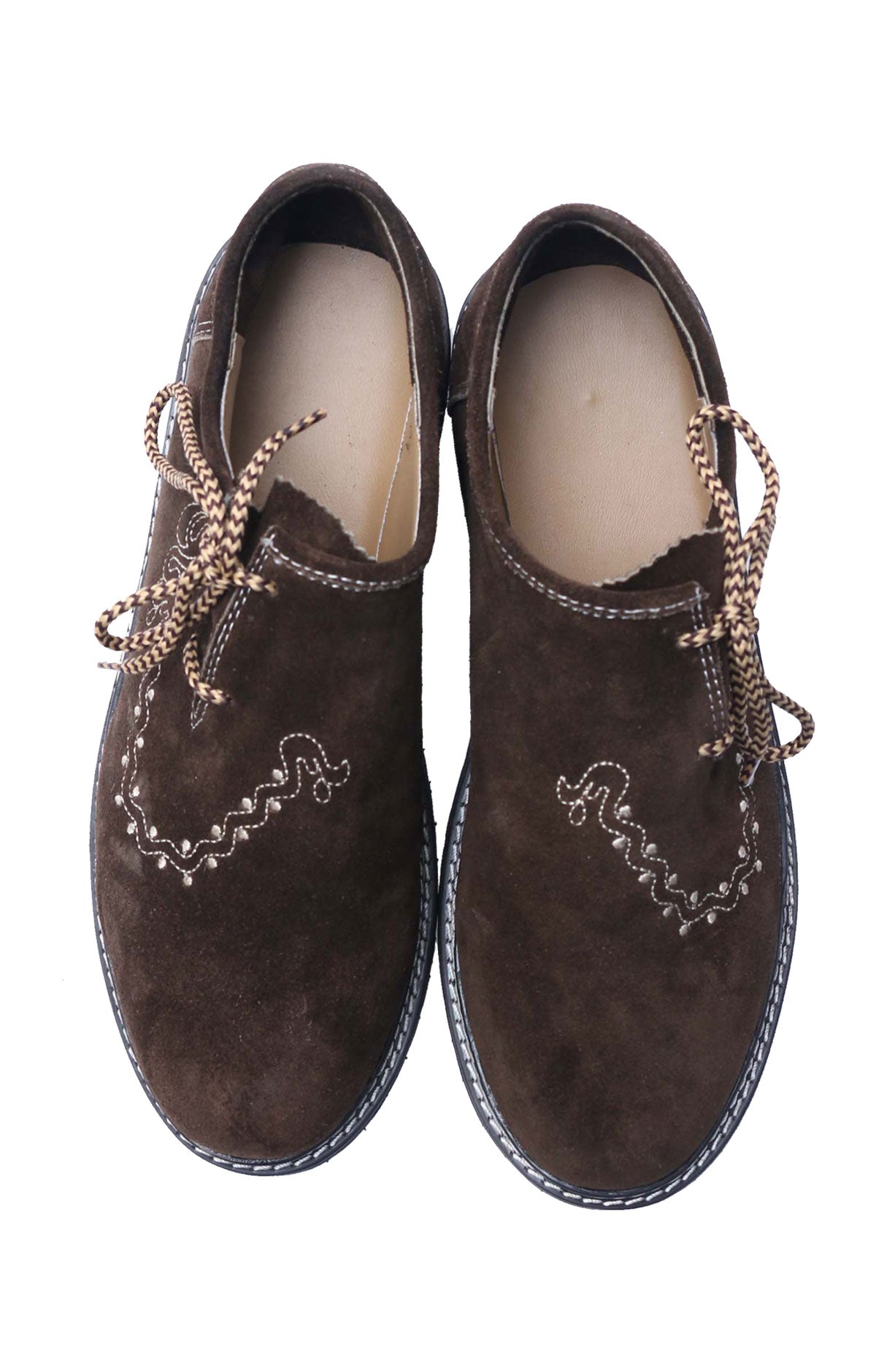 Men's Dark Brown Suede Embroidered Lederhosen Shoes