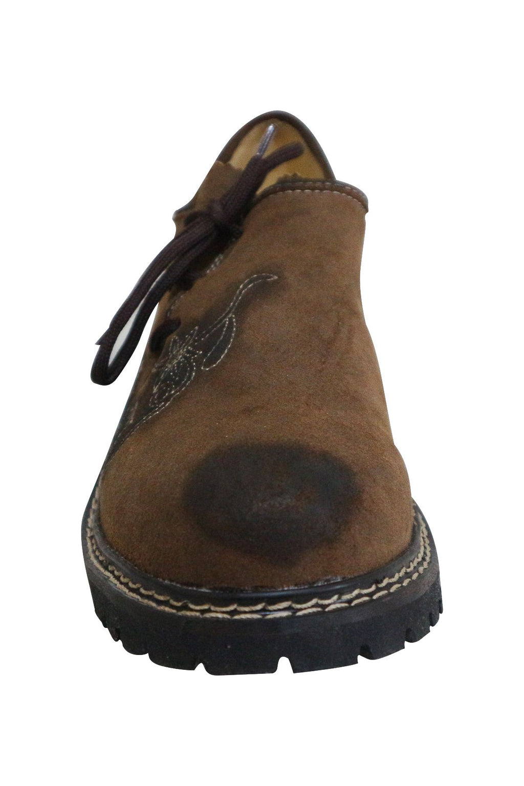 Men's Leaf-Embroidered Suede Lederhosen Shoes Brown