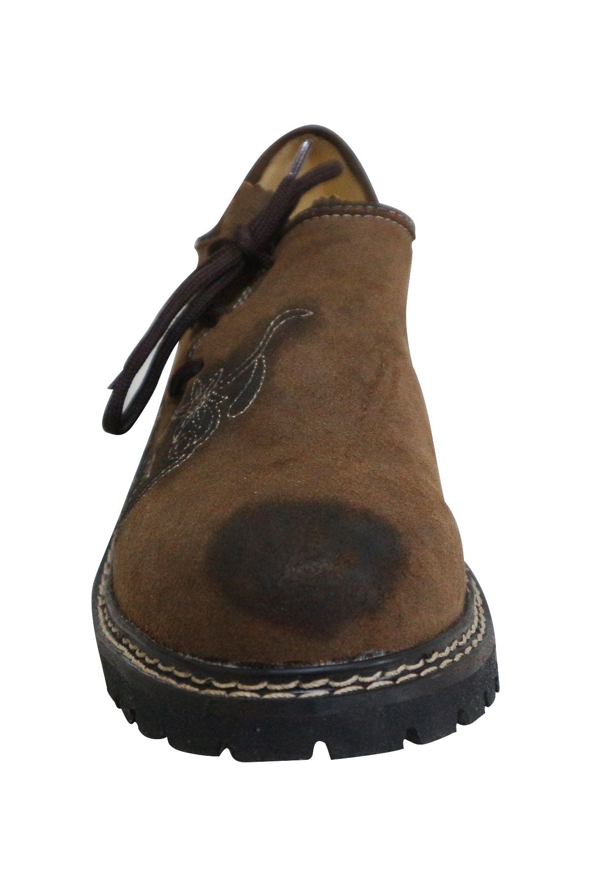 Men's Leaf-Embroidered Suede Lederhosen Shoes Brown
