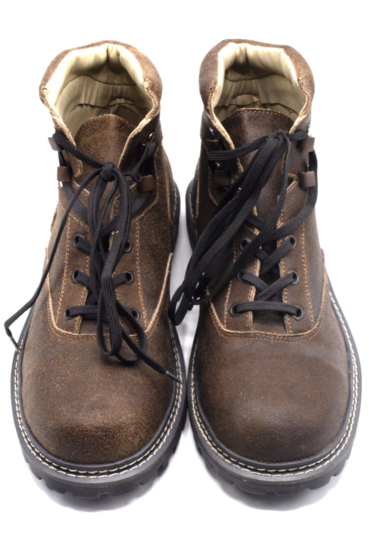 Men's Distressed Leather Trachten Ankle Boots Brown