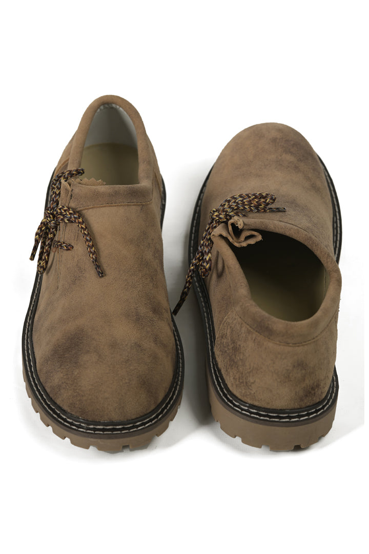 Men's Light Tan Distressed Suede Lederhosen Shoes