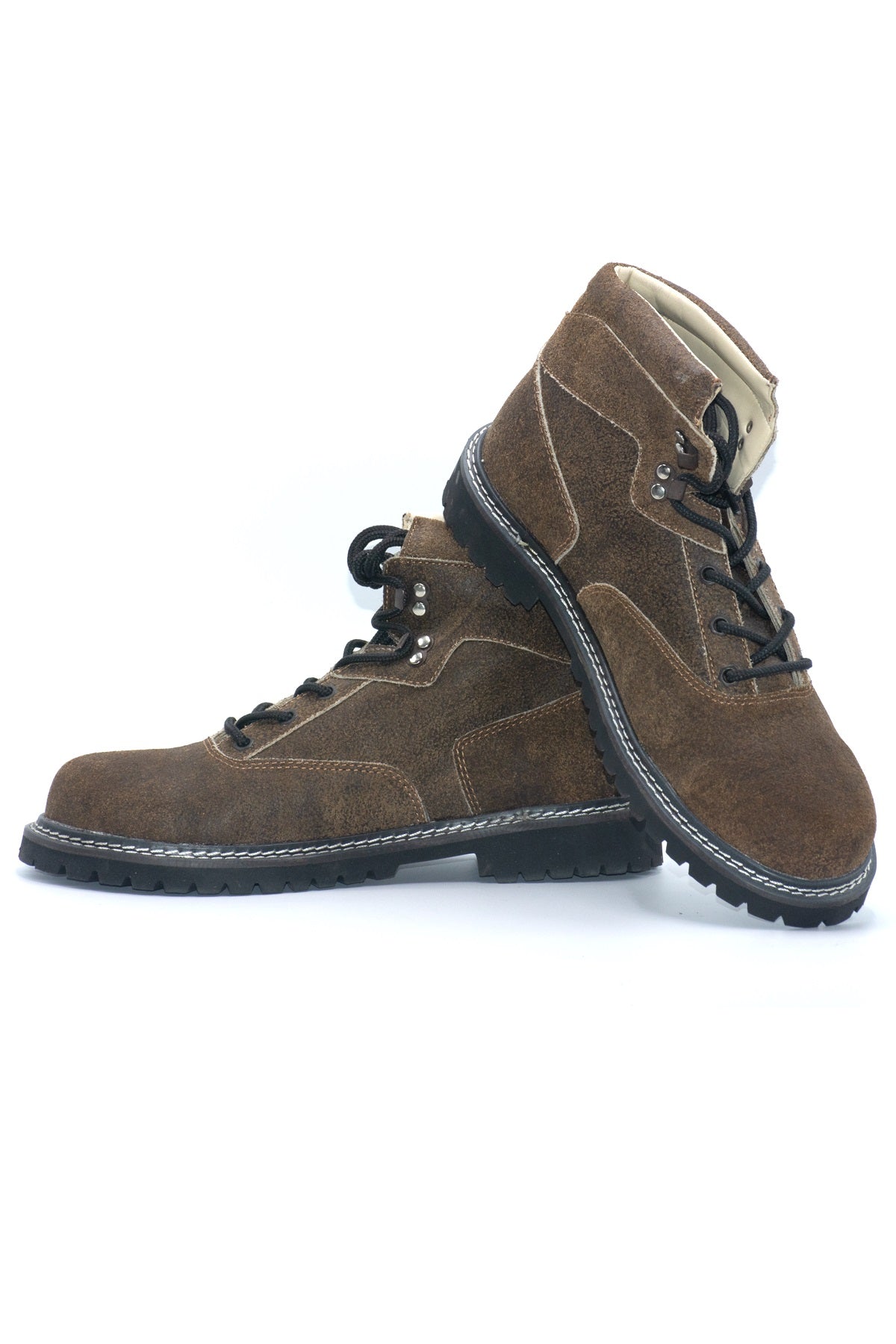 Men's Distressed Leather Trachten Ankle Boots Brown