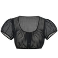 Women's Sheer Black Dirndl Blouse | Puff Sleeve Top
