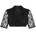 Black Dirndl Blouse, Lace Sleeves, Stand Collar