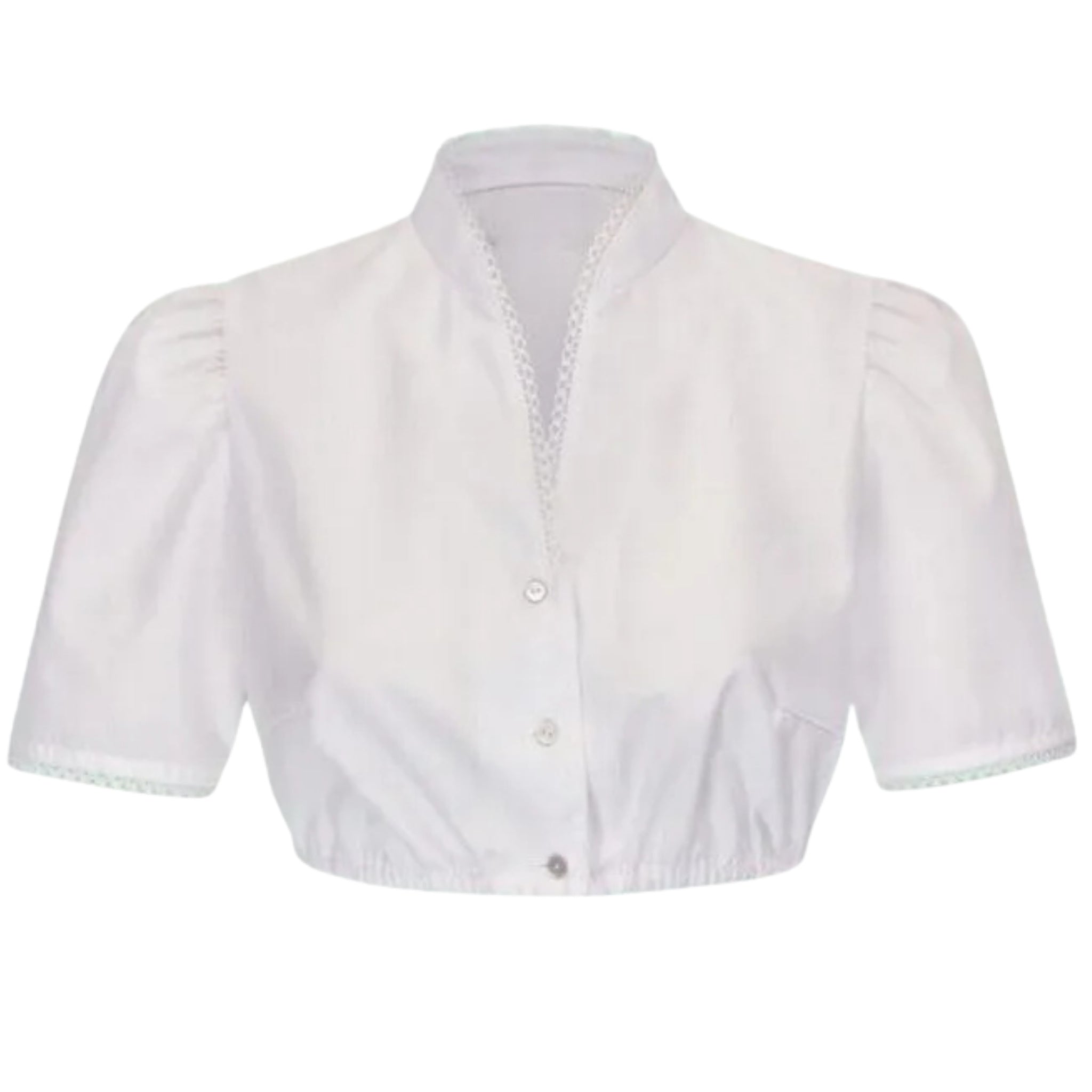Simple White Dirndl Blouse with Crochet Trim