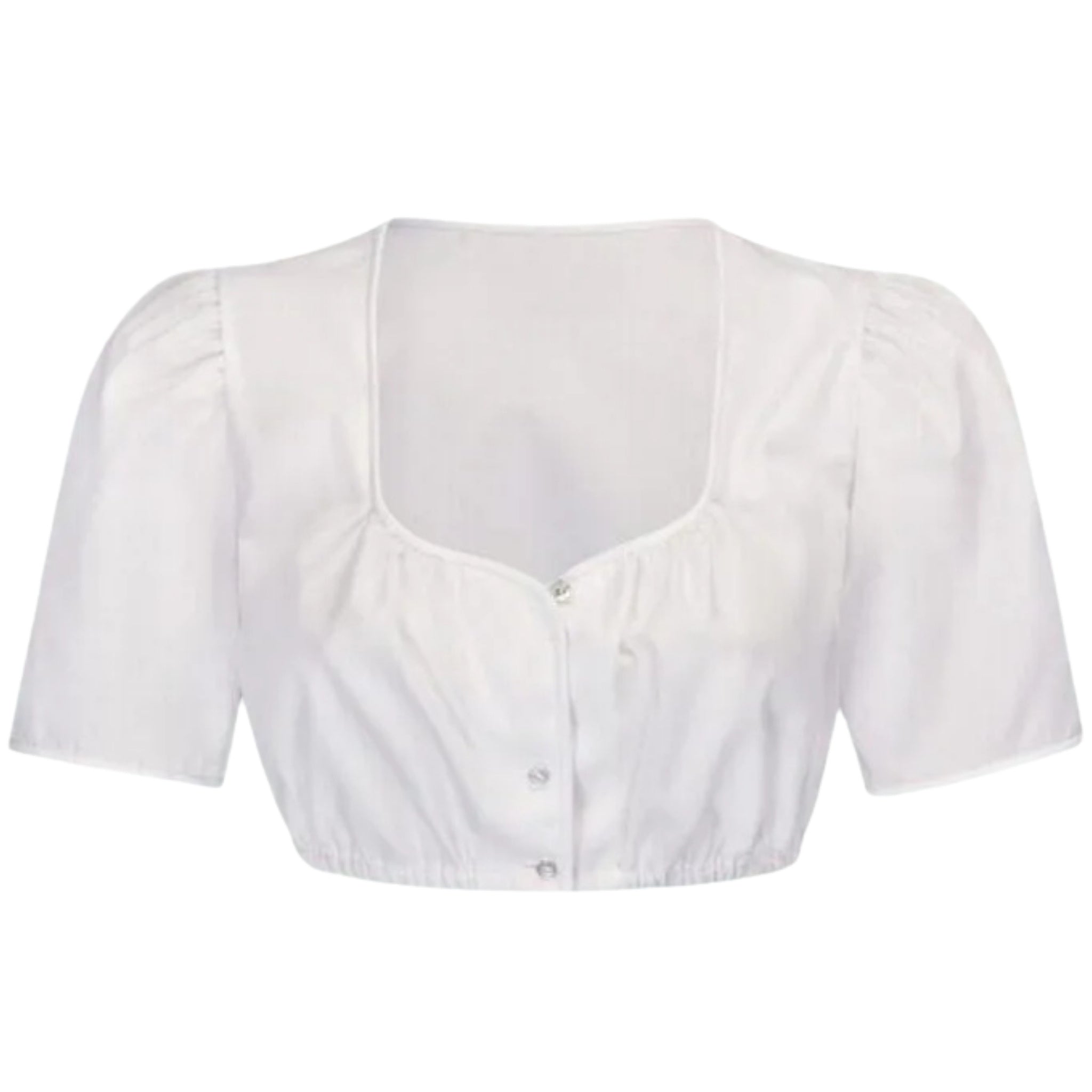 White Dirndl Blouse with Sweetheart Neckline