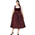 Burgundy Velvet Plus Size Dirndl Dress with Bow