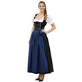 Black Dirndl Dress with Lace-Up Bodice and Navy Apron