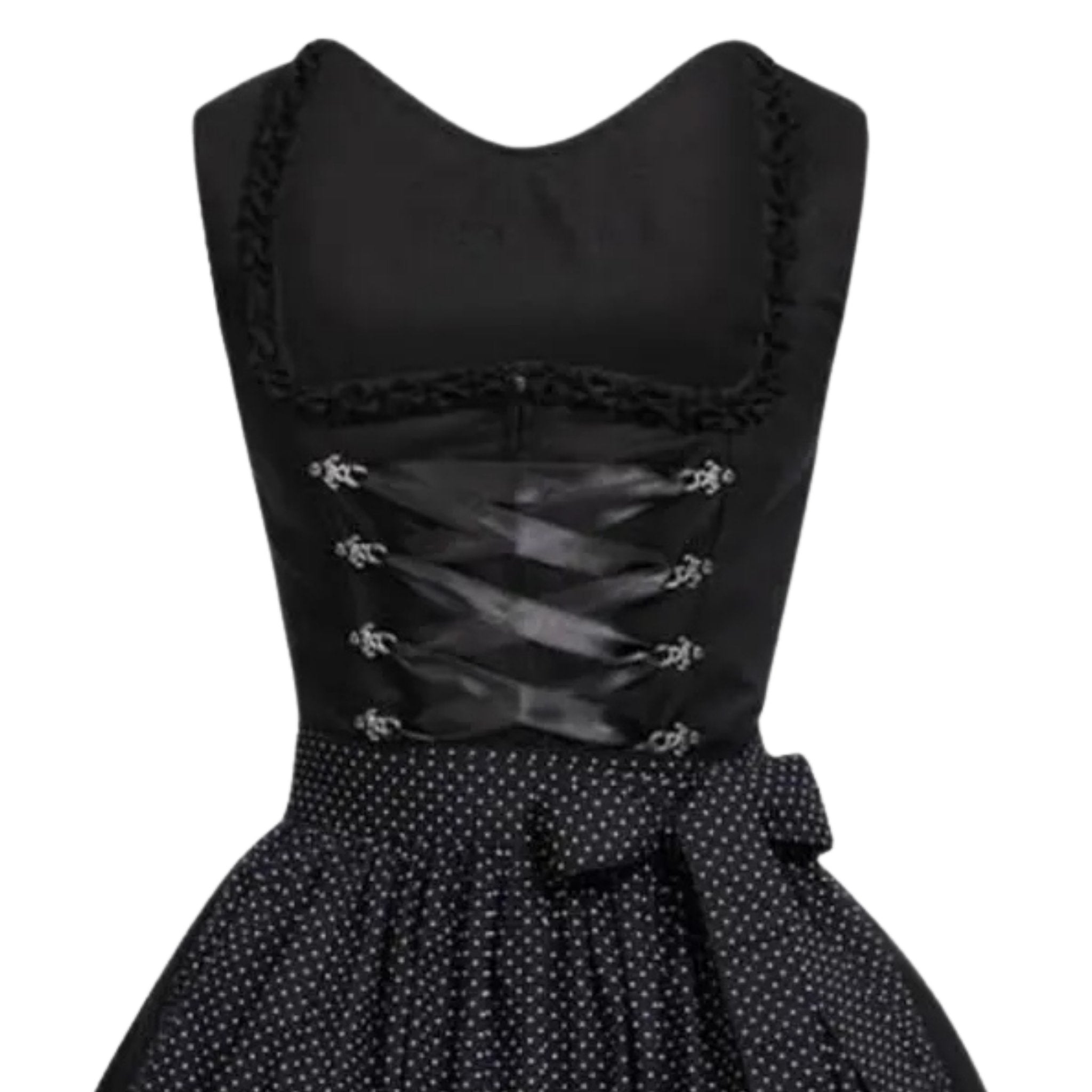 Black Dirndl Dress with Polka Dot Skirt