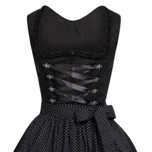 Black Dirndl Dress with Polka Dot Skirt