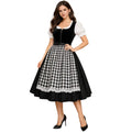 Black Velvet Dirndl Dress with Gingham Apron