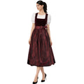 Burgundy Velvet Dirndl Dress with Taffeta Skirt