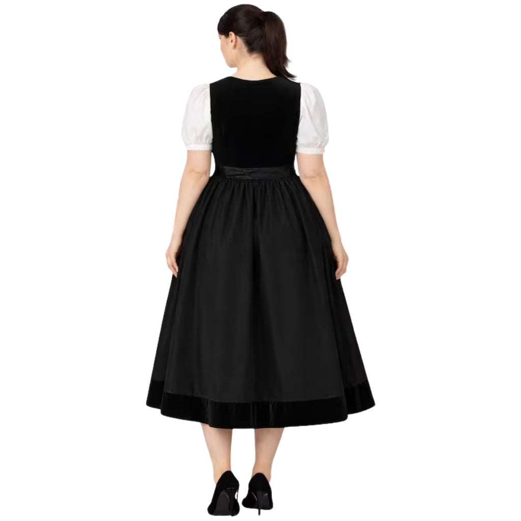 Plus Size Black Velvet Dirndl Dress – Oktoberfest