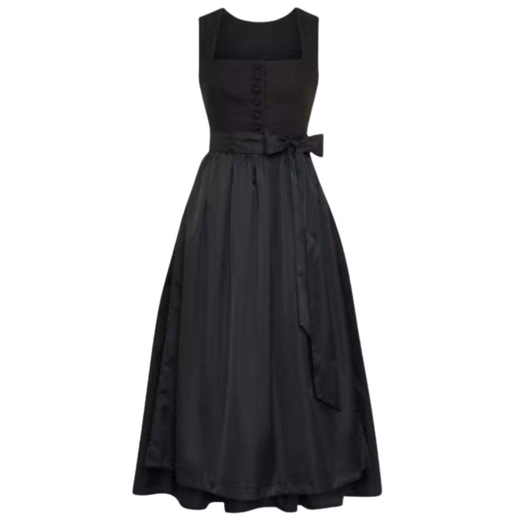 All Black Sleeveless Dirndl Dress with Bow