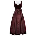 Wine Velvet Dirndl Dress with Satin Skirt