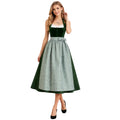 Green Velvet Halter Dirndl Dress with Gingham