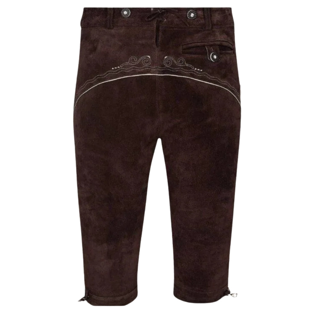 Brown Suede Lederhosen with Embroidered Suspenders