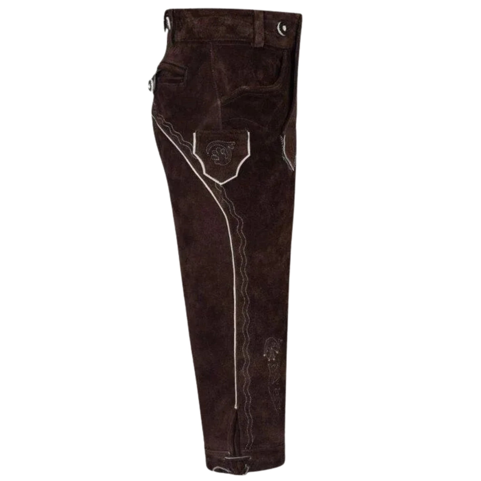 Brown Suede Lederhosen with Embroidered Suspenders