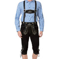 Black Suede Lederhosen with Embroidered Suspenders