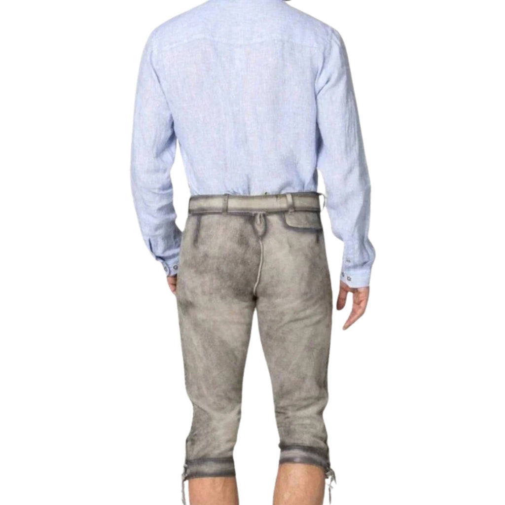 Grey Distressed Lederhosen with Belt & Buckle