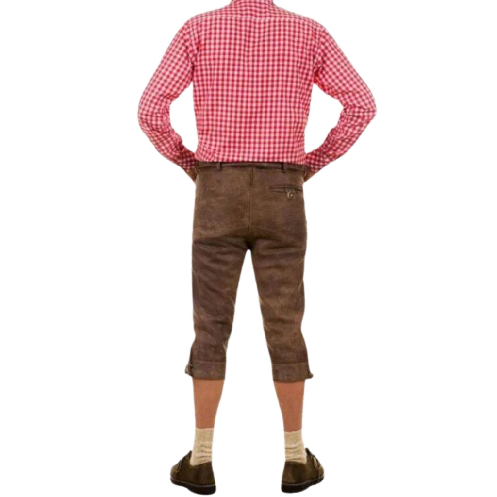 Brown Distressed Lederhosen with Belt & Buckle