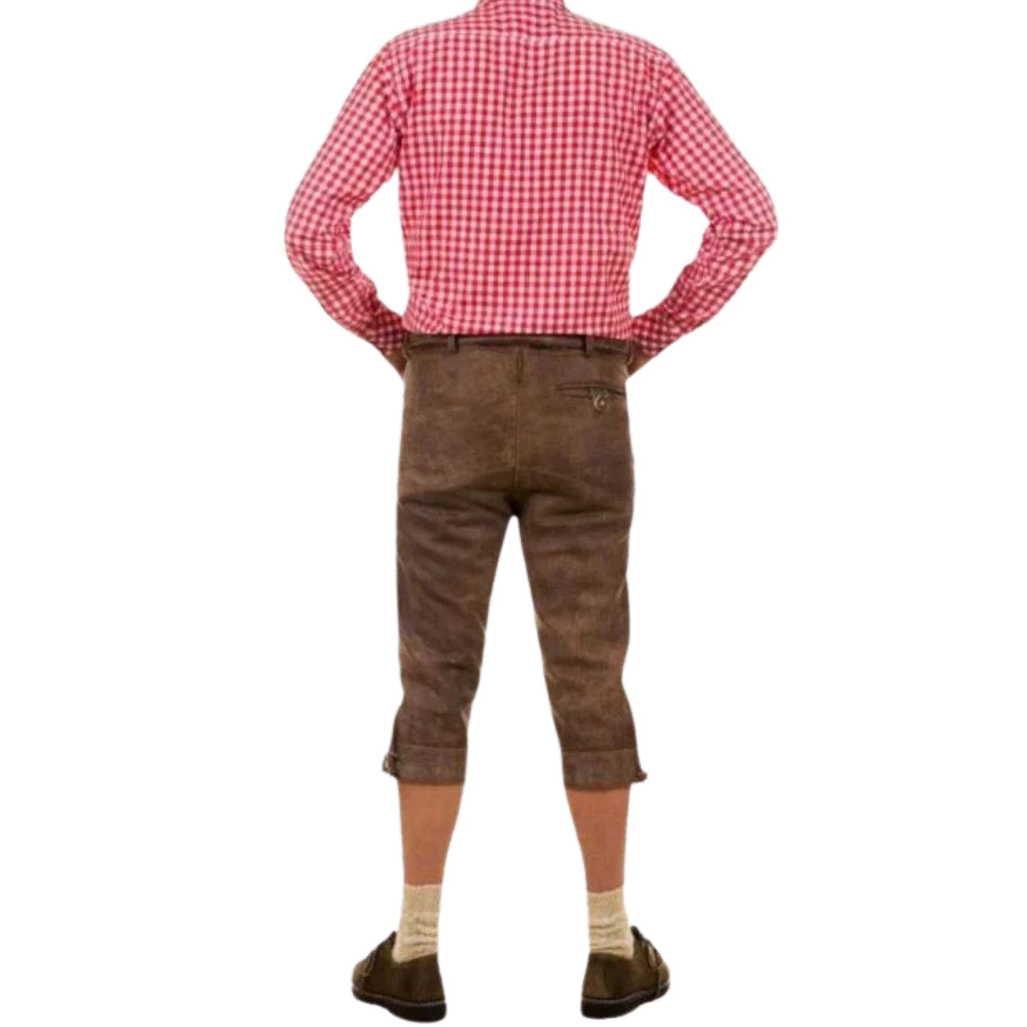 Brown Distressed Lederhosen with Belt & Buckle