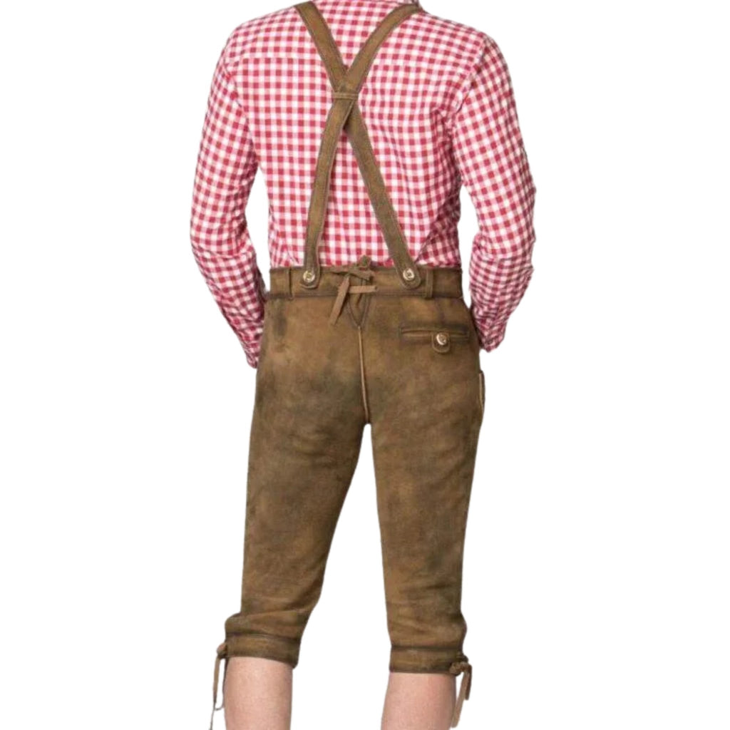 Brown Lederhosen with Suspenders & Embroidery
