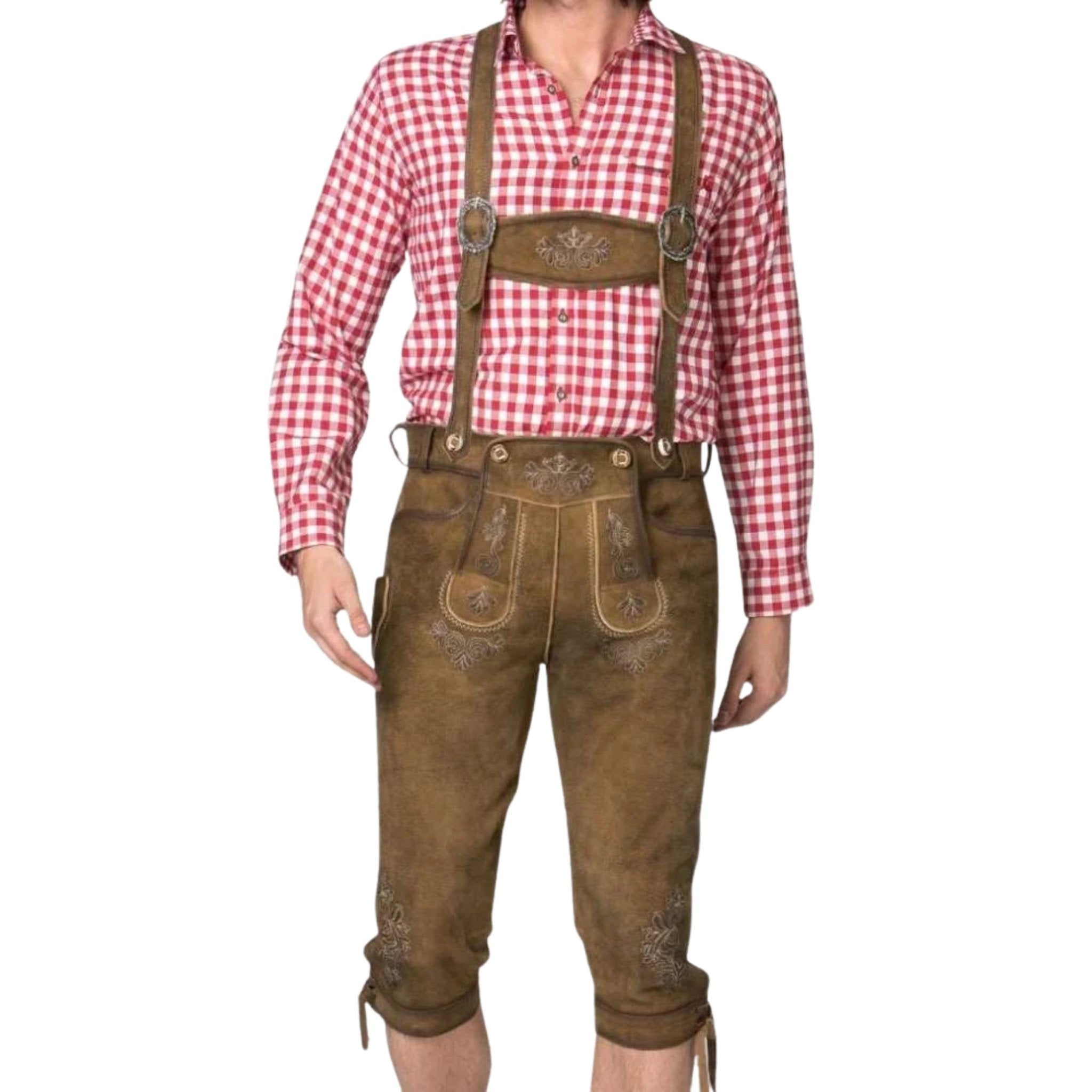 Brown Lederhosen with Suspenders & Embroidery