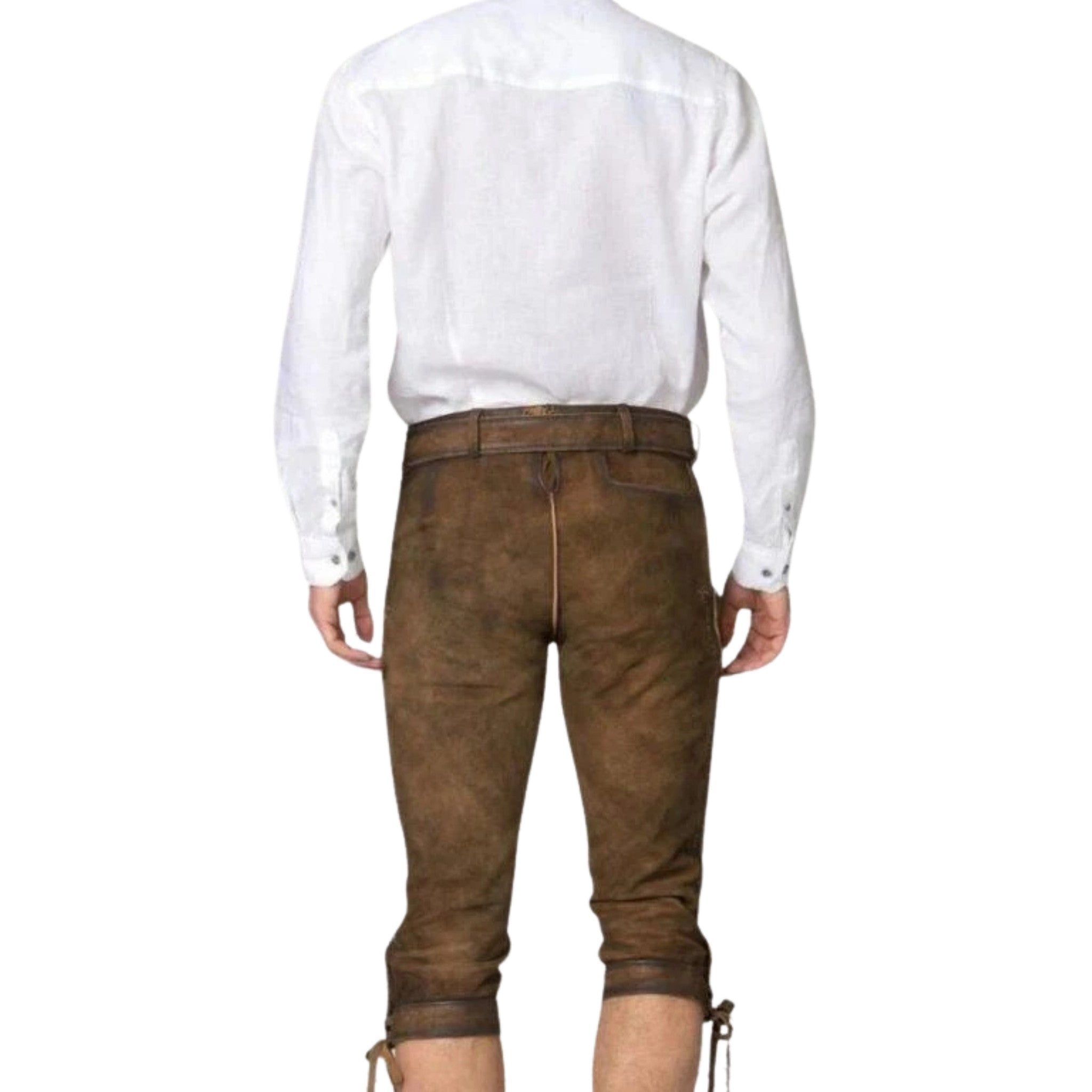Brown Lederhosen with Belt & Side Embroidery