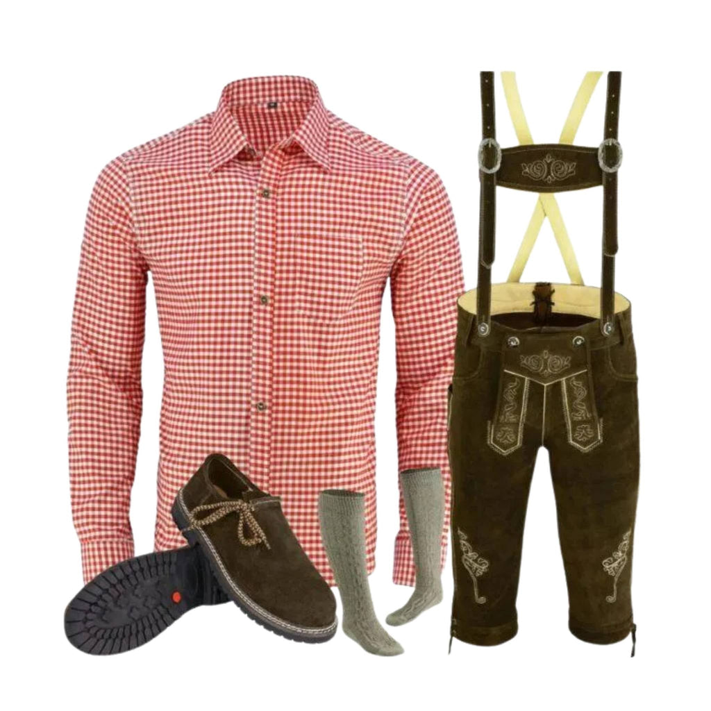 Men's Lederhosen Outfit Set with Shirt & Shoes