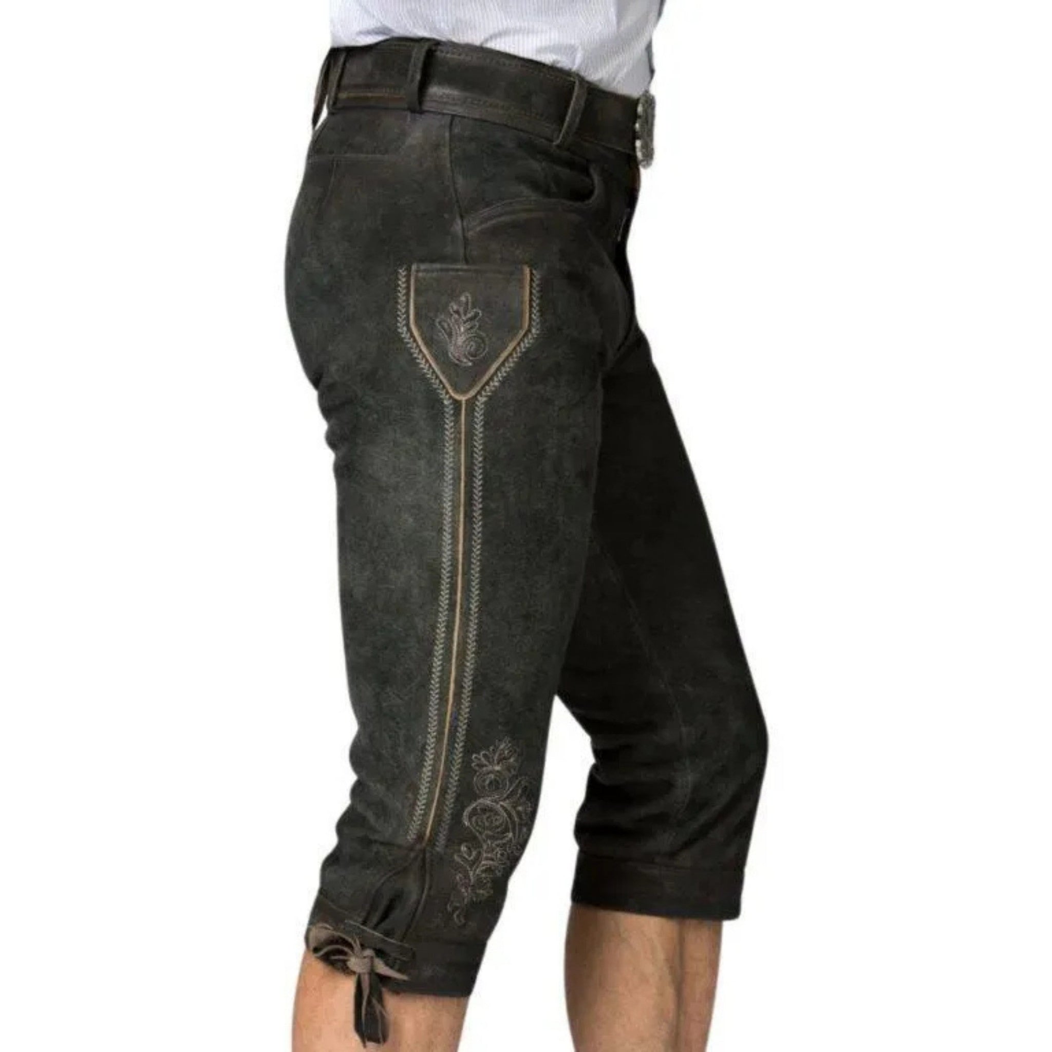 Men's Belted Lederhosen Outfit Set with Shirt Choice
