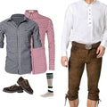 Men's Belted Lederhosen Set with Mandarin Shirt