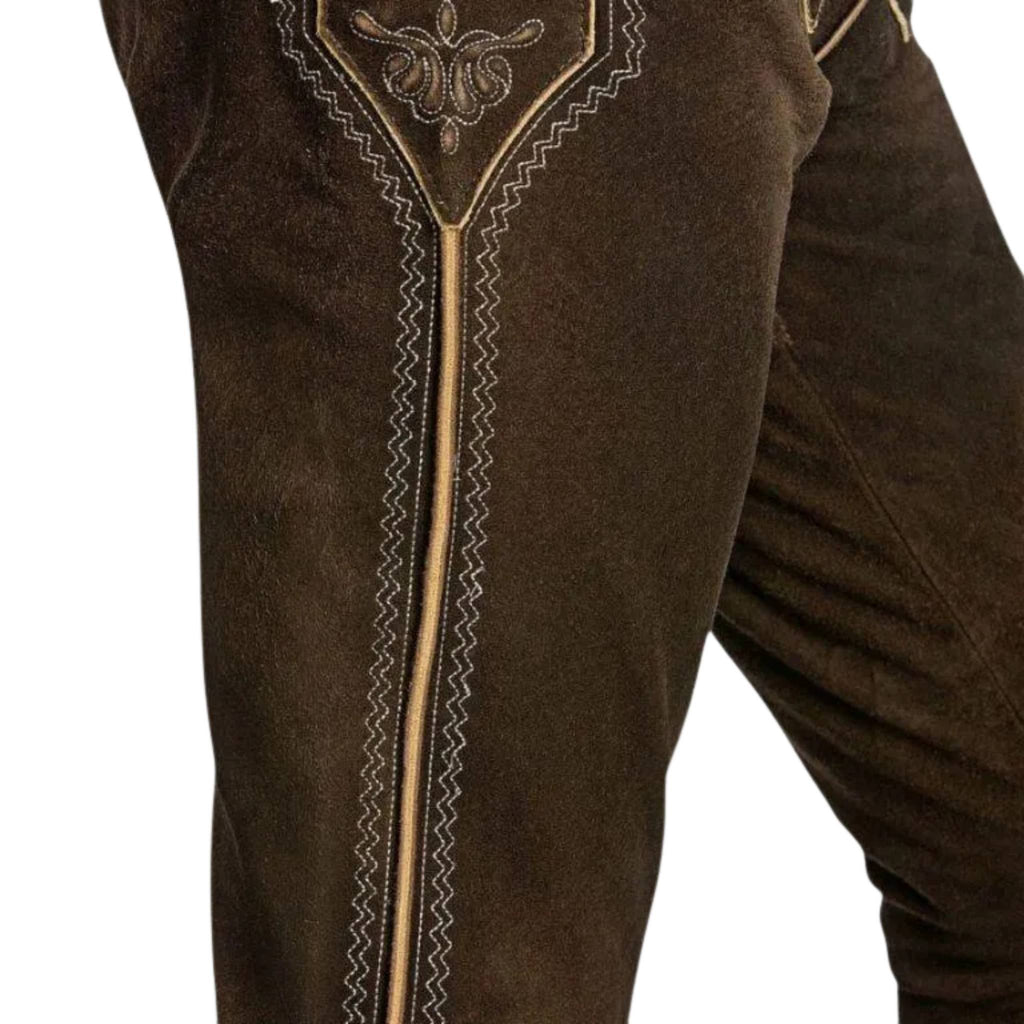 Men's Dark Brown Lederhosen Set with Shirt Choice
