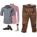 Men's Vintage Brown Lederhosen Set with Shirt