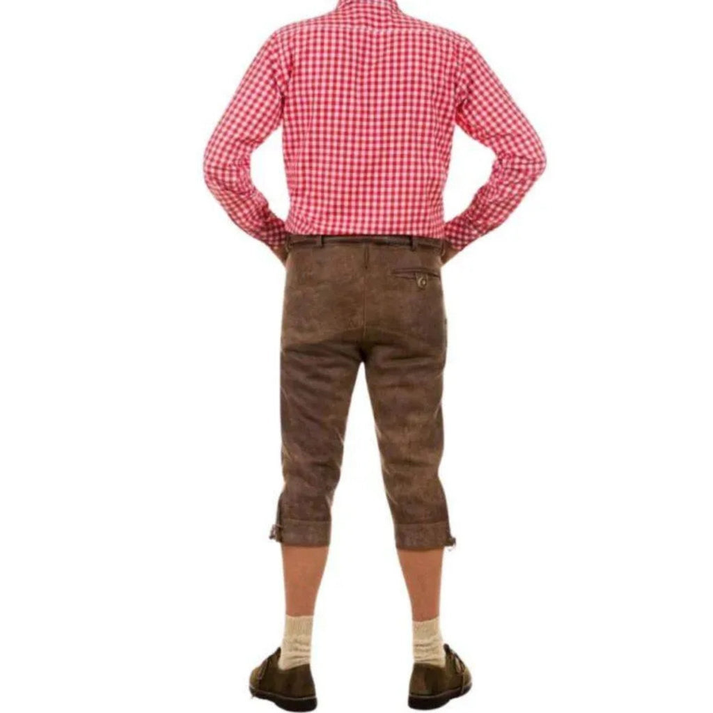 Men's Vintage Brown Lederhosen Set with Shirt