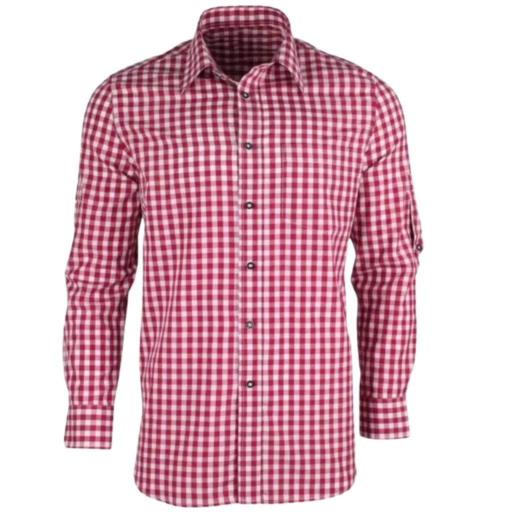 Men's Maroon Pink Gingham Check Casual Shirt