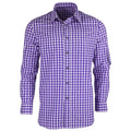 Men's Purple White Gingham Check Casual Shirt