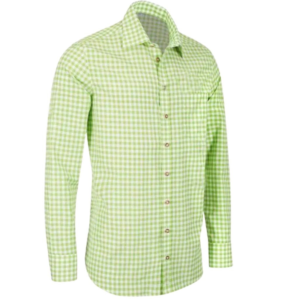 Men's Green White Gingham Check Casual Shirt
