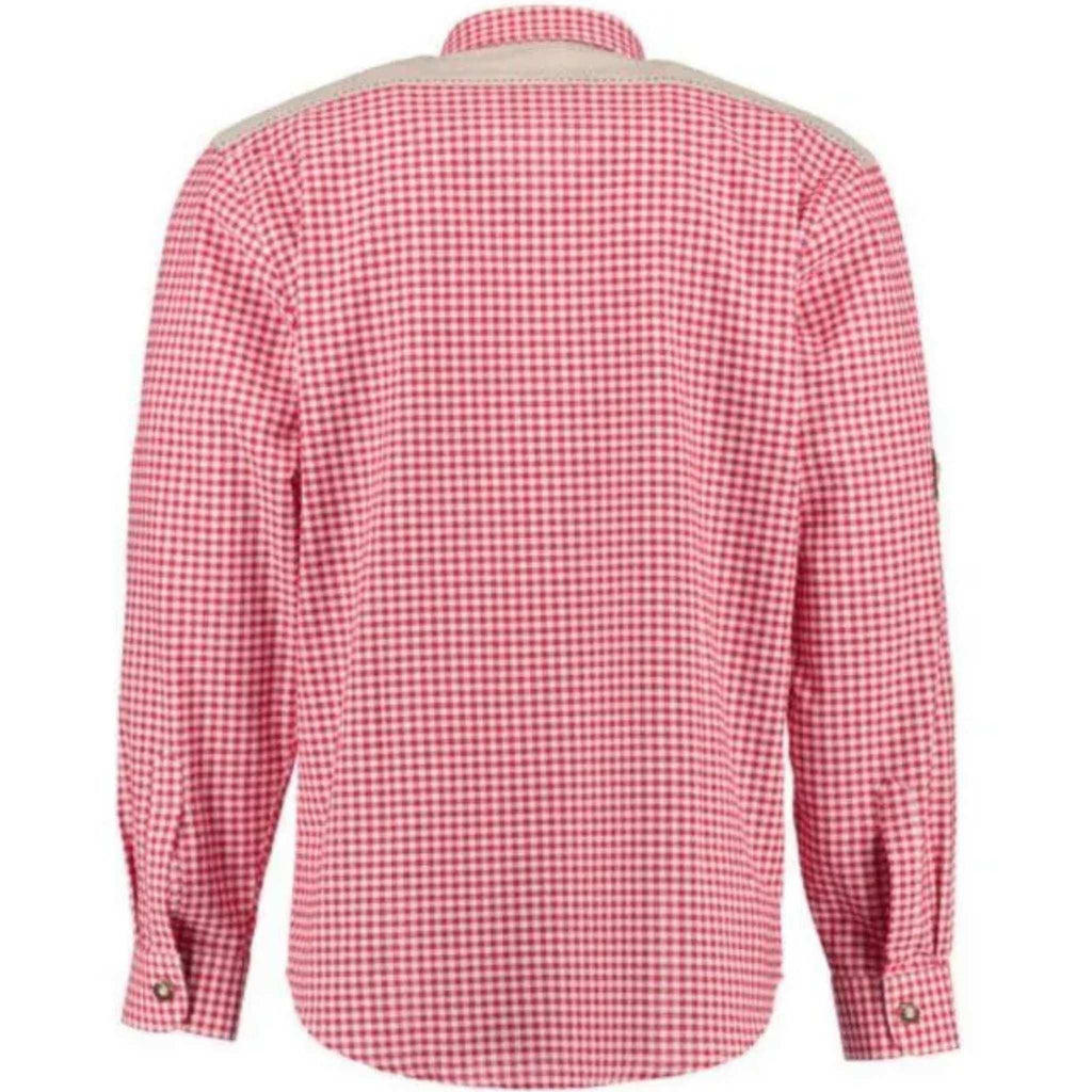 Men's Red Bavarian Trachten Shirt with Edelweiss