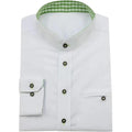 Men's White Shirt with Green Gingham Contrast Collar