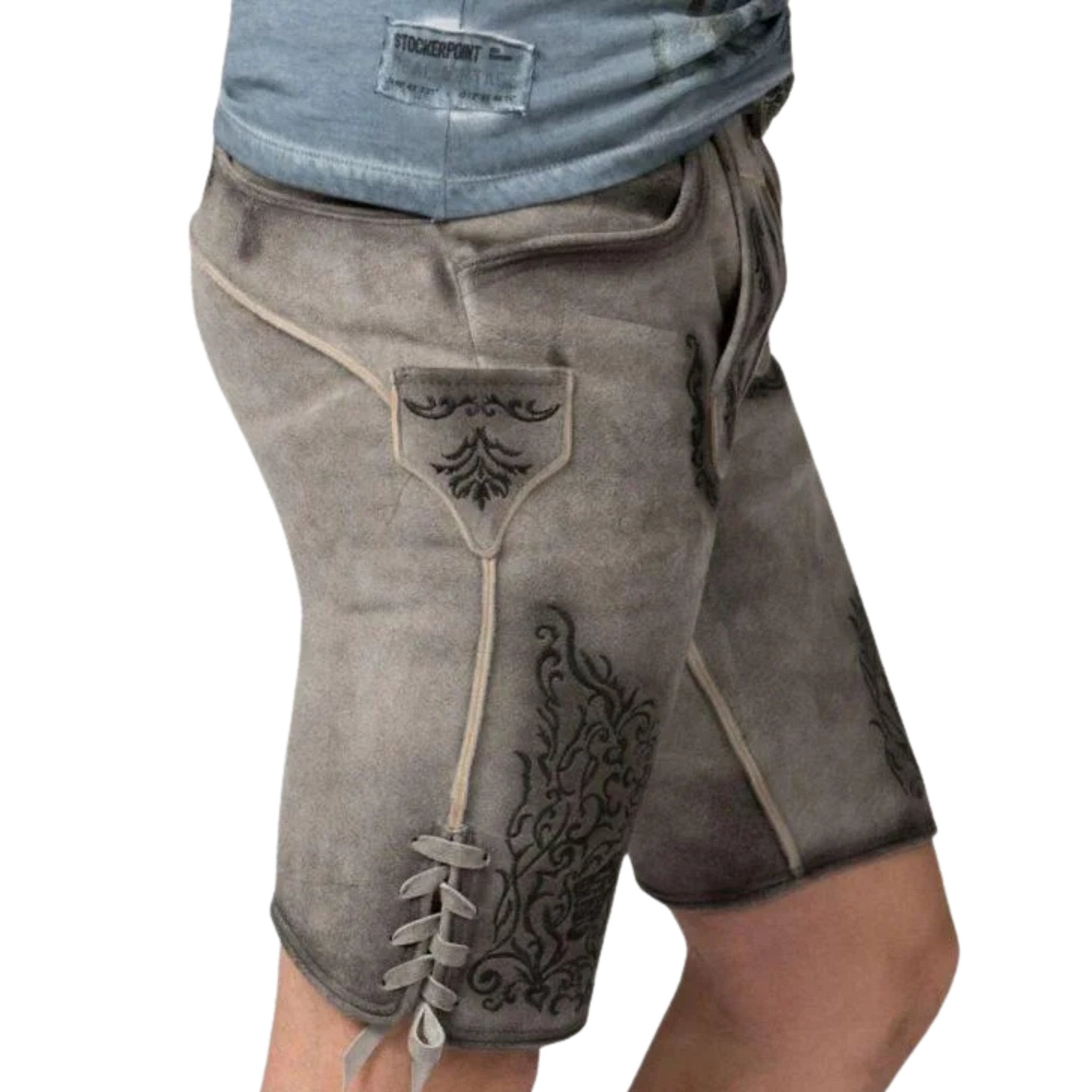 Men's Stag Graphic Tee with Grey Lederhosen Shorts