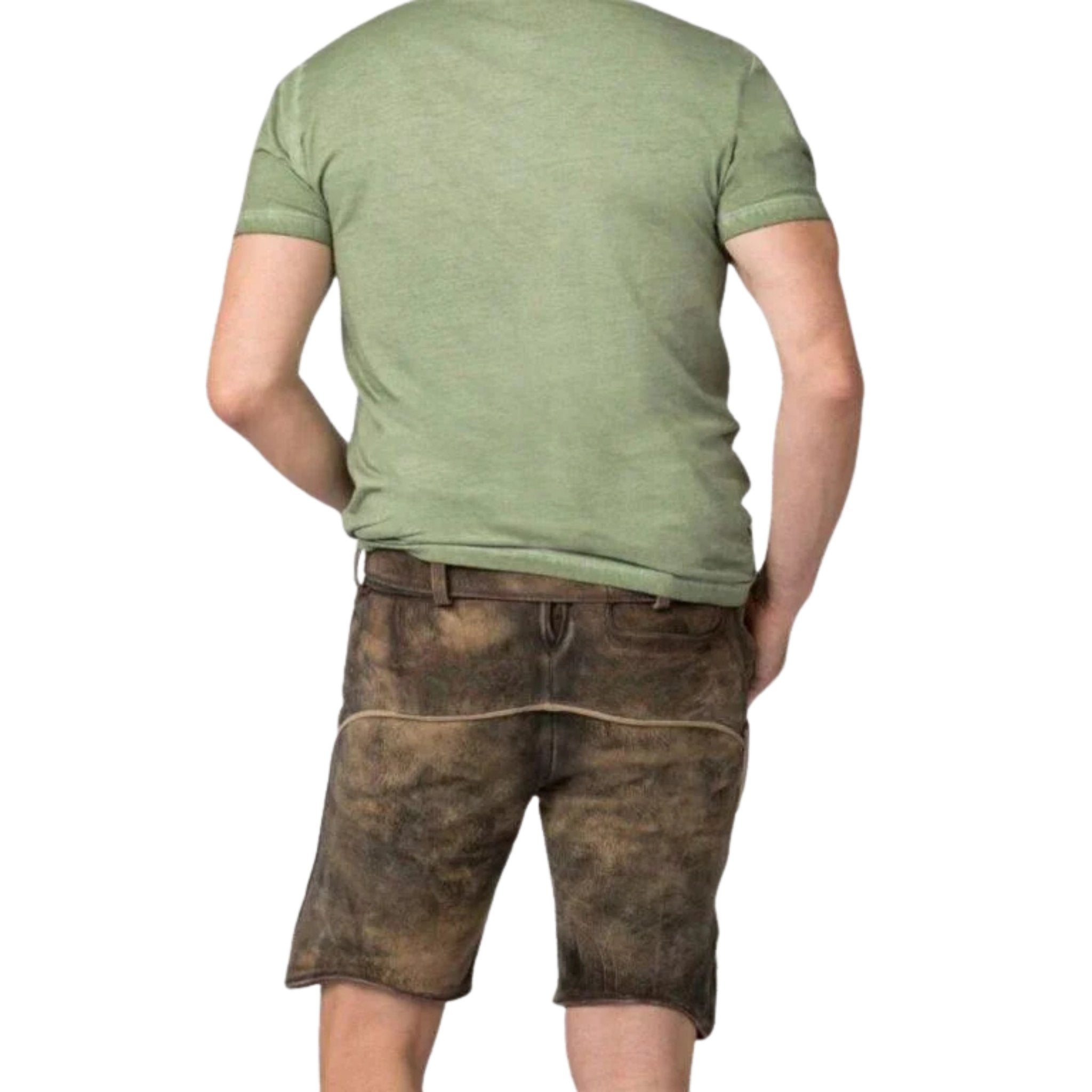 Men's Deer Print Tee with Side-Button Lederhosen