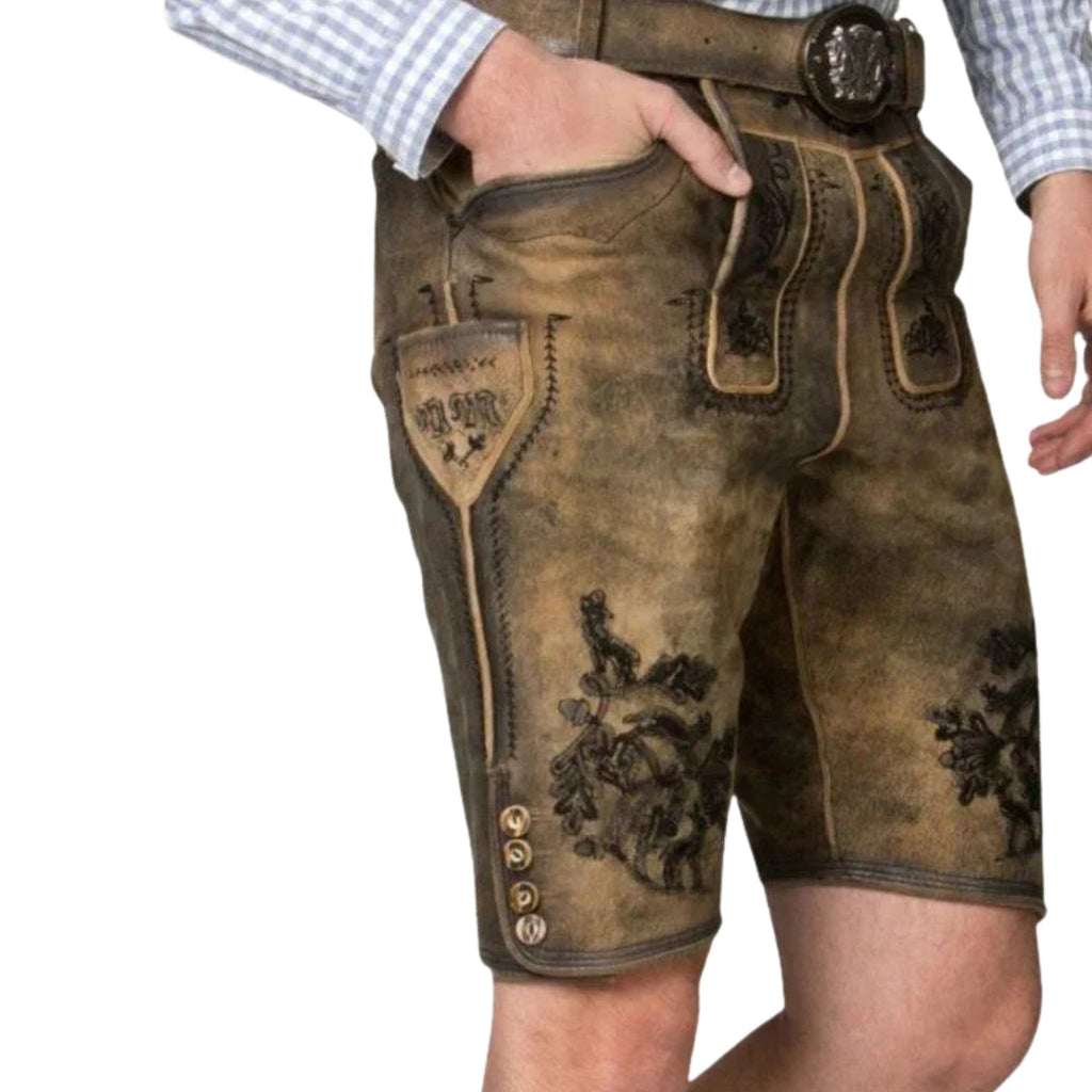 Men's Antler Shirt with Deer Print Lederhosen Shorts
