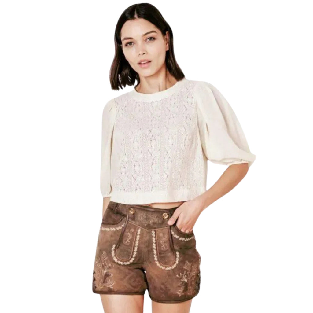 Women's Brown Suede Lederhosen Shorts