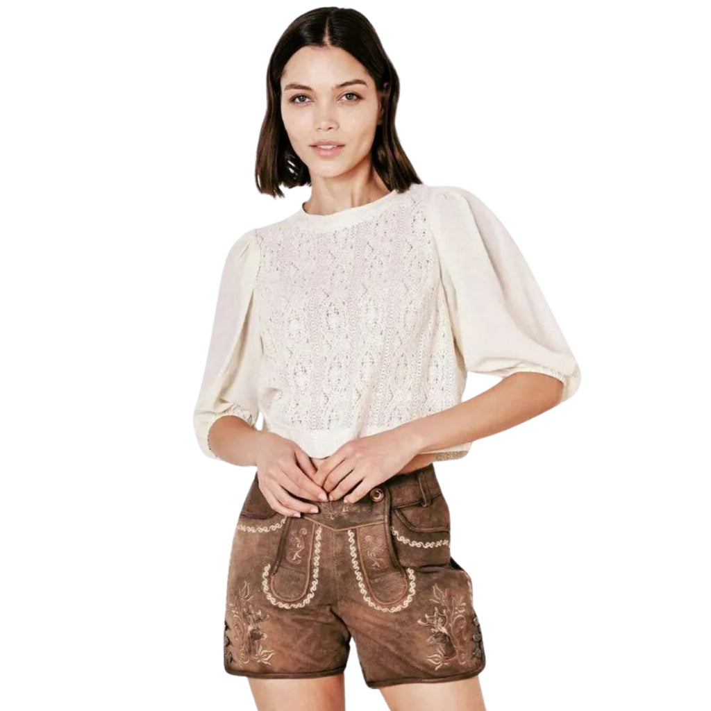 Women's Brown Suede Lederhosen Shorts