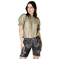 Women's Grey Suede Long Lederhosen Shorts